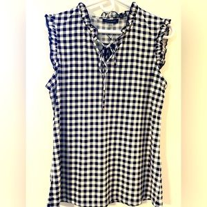 NWT Tommy Hilfiger Black and White Ruffled Sleeveless Shirt Medium
